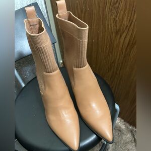 Caramel, Tan, Ankle Boots. Size 9.5. Leather/wool accent. Nordstrom Open Edit